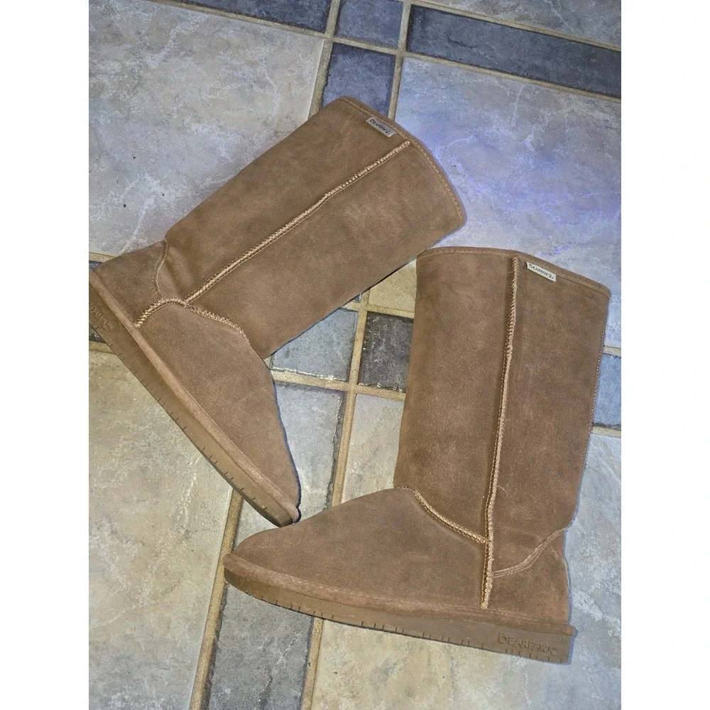 Bear Paw women 9 tall fur lined‎ winter boots tan